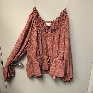 Women’s Balloon Long Sleeve Mauve Floral Blouse